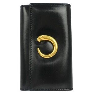 Cartier Panthere Key Case Black Leather Small Good C16 145747